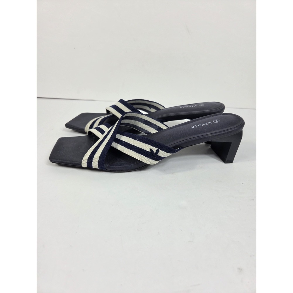 Vivaia Square Toe Sandal Women 11 42 Jennifer Criss Cross Nautical Block Heel
